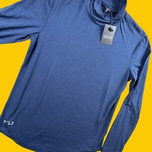 Two Blind Brothers Mock Neck Men XL Navy Long Sleeve Bamboo Soft Casual Minimal